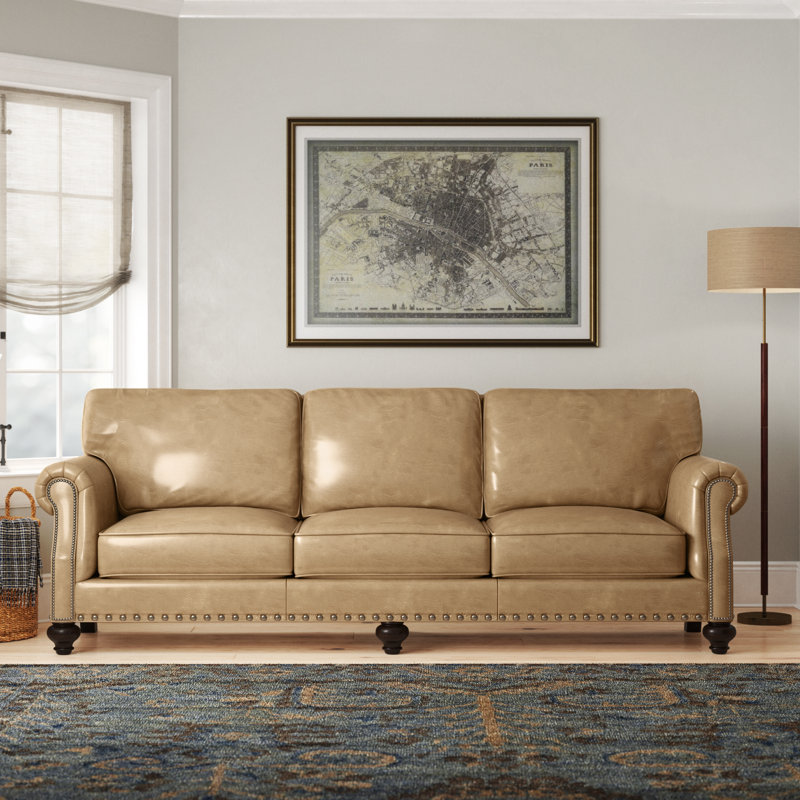 Solerno 100" Wide Genuine Leather Rolled Arm Sofa Birch Lane